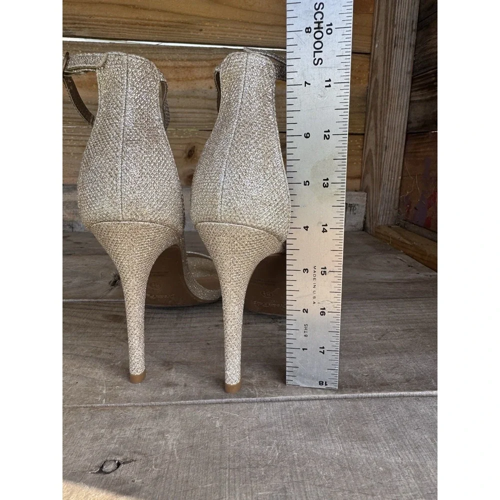 Dream Pairs Women's Metallic‎ Rose Gold Glitter Open Toe Stiletto High Heels 8.5
